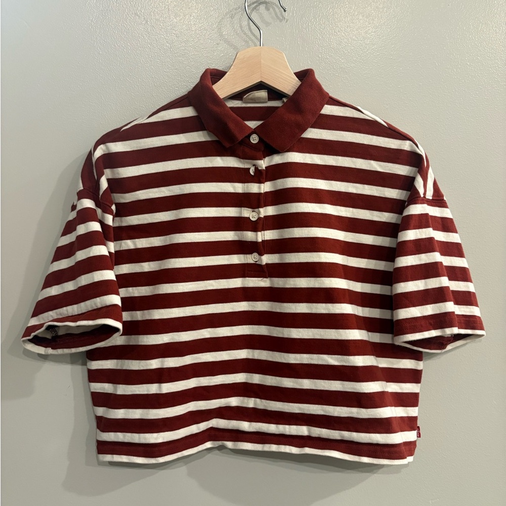 Levis oversized boxy cropped polo shirt